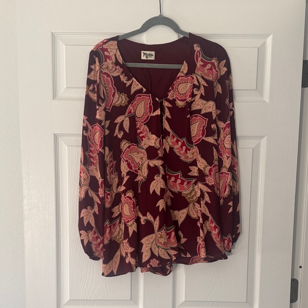 Show Me Your MuMu Burgundy Paisley Blouse